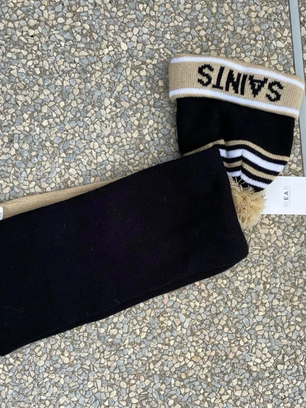 New Orleans Saints Knit Pom Beanie & Scarf Set - Black & Tan